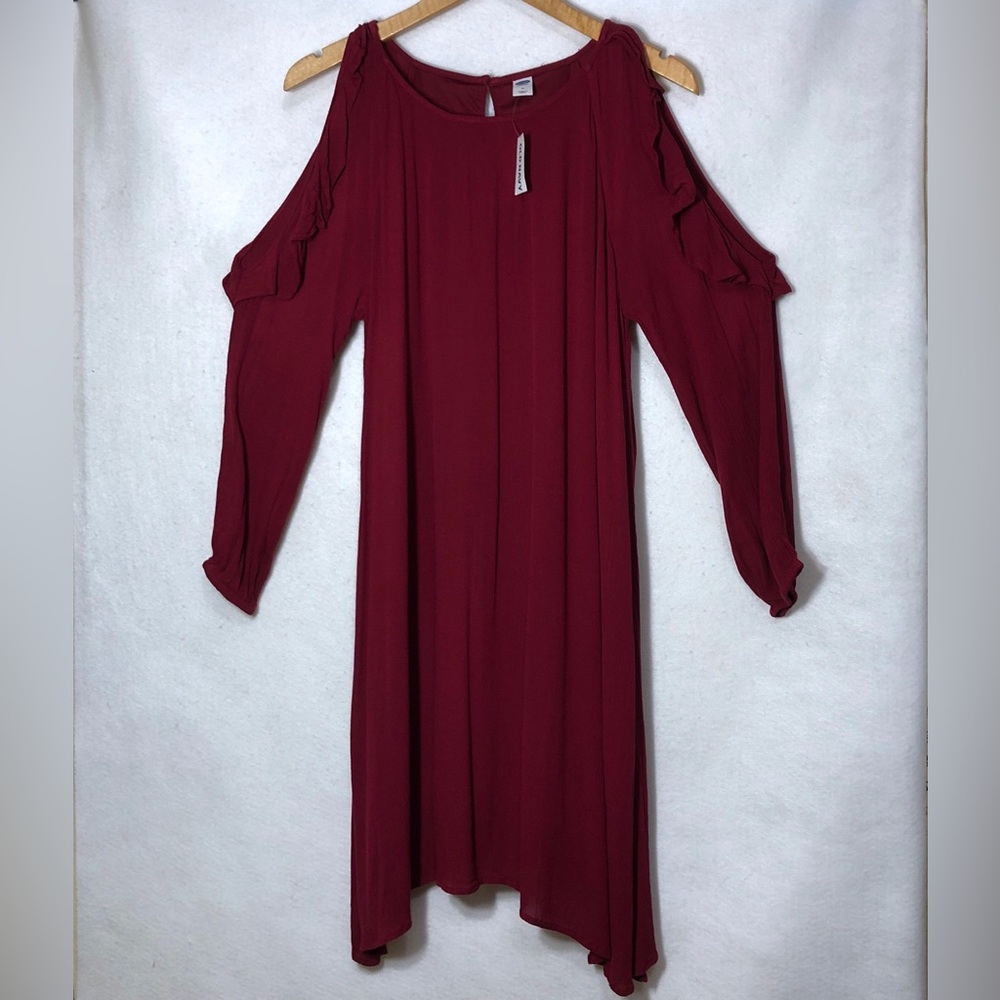 Old Navy Crinkle Dress Cold Shoulder Ruffle